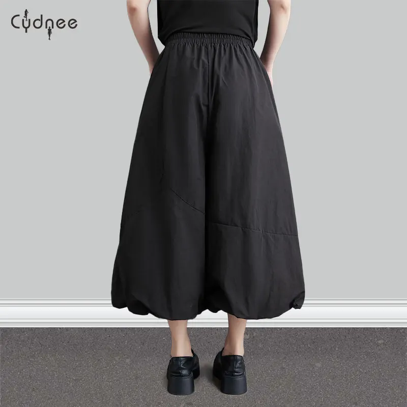 Сращенные мешковатые женские брюки-шаровары с эластичной резинкой и высокой