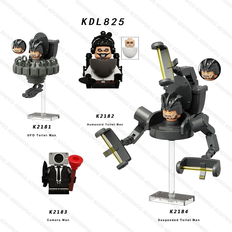 Фото DLL001 KDL818 DJ War Damaged Skibidi Toilet Мужская фигурка, игрушка-конструктор, аниме-блоки, модель TvMan Titan, подарки №3