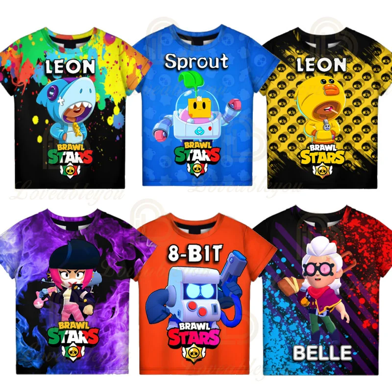 

BUZZ Bravo Short Sleeve Tops Teen Clothes Leon Children's Wear Kids T-shirts Star Game 3d Sandy MAX Boys Girls Cute Shirts