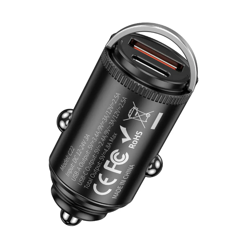 

Car Pull-Ring design mini USB Type-C fast charger Hidden metal charger