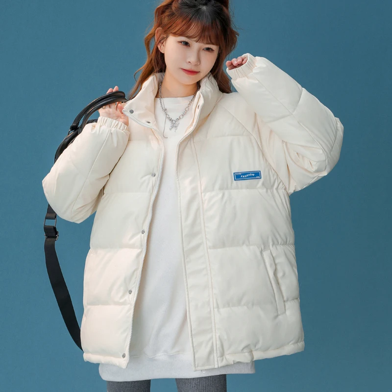 Winter new disposable cotton clothes Harajuku style parka stand collar thickened loose ladies street style winter jacket coat