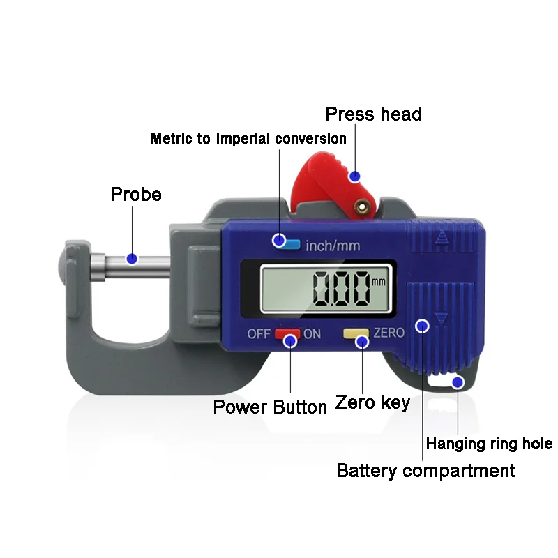 0-12 7 мм Мини цифровой толщиномер с циферблатом измеритель ширины измерительные