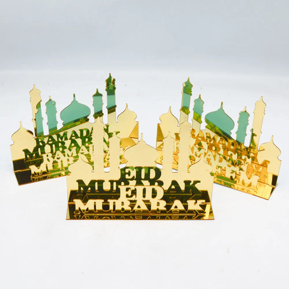 

Golden Acrylic Muslim Ramadan Kareem 2023 Eid Mubarak Decoration for Home Eid Al-Fitr Aid Moubarak Party Decor Supplies Gifts