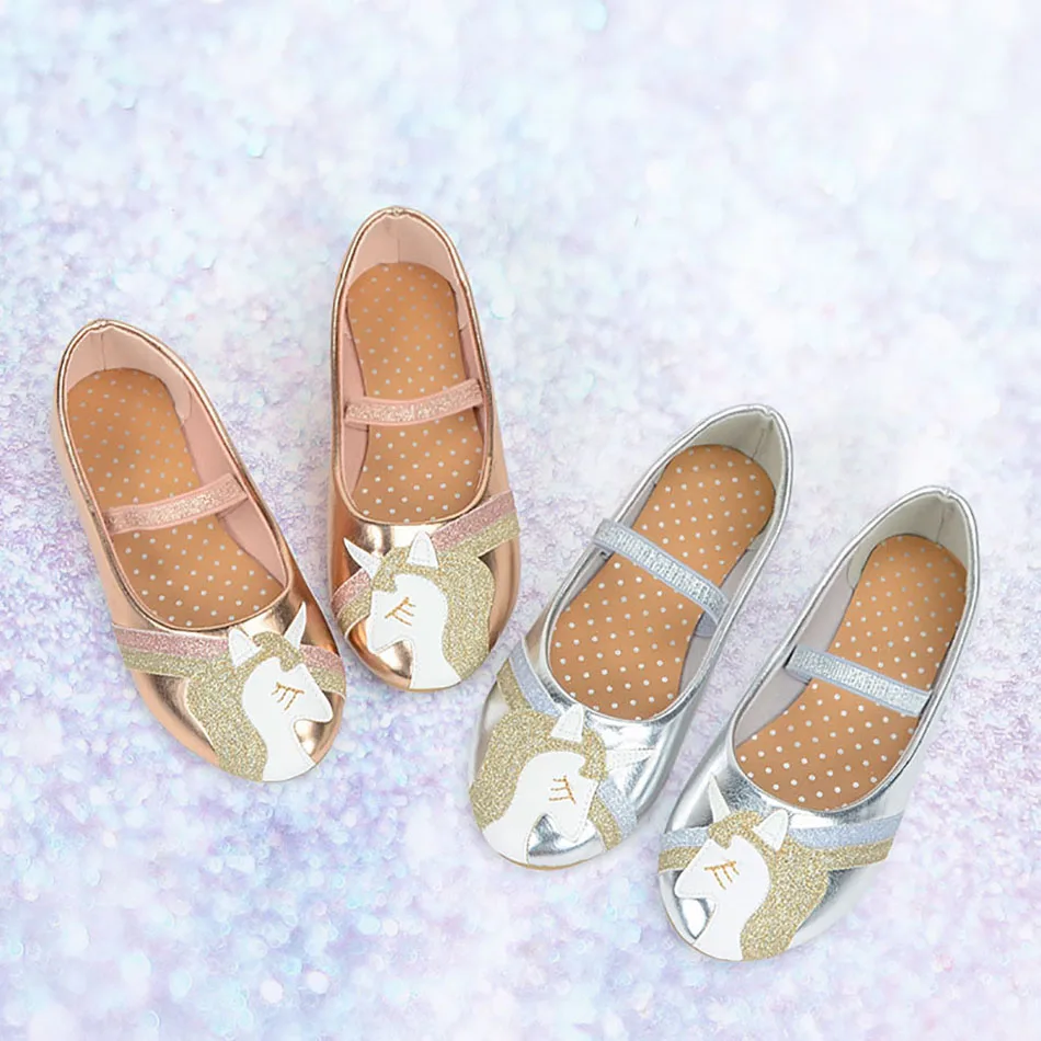 

Rainbow Gold Spring Ballet For Shoes Party Unicorn Girls Flats Leather Embroidery Shoes Birthday Toddler Sparkle Shoes Dancing