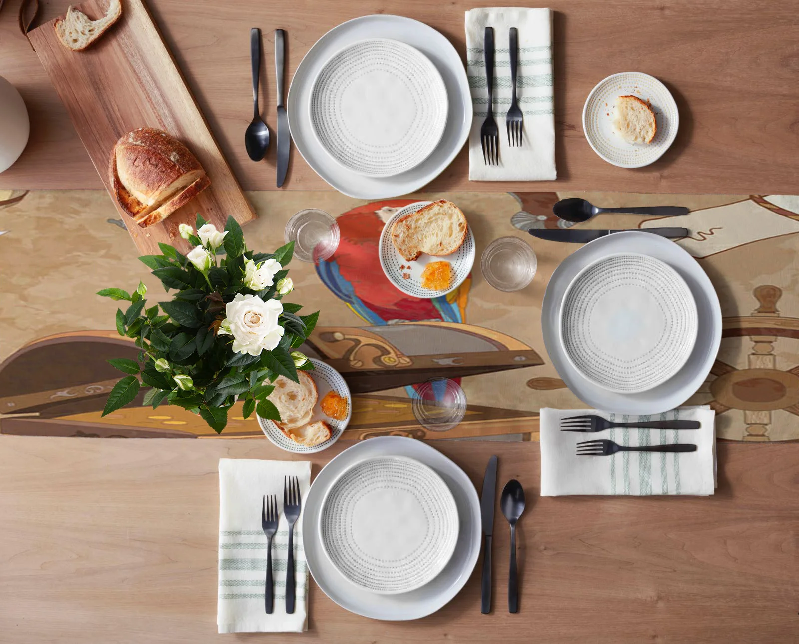 Настольная дорожка с пиратским попугаем и сокровищами флагом Скатерть для