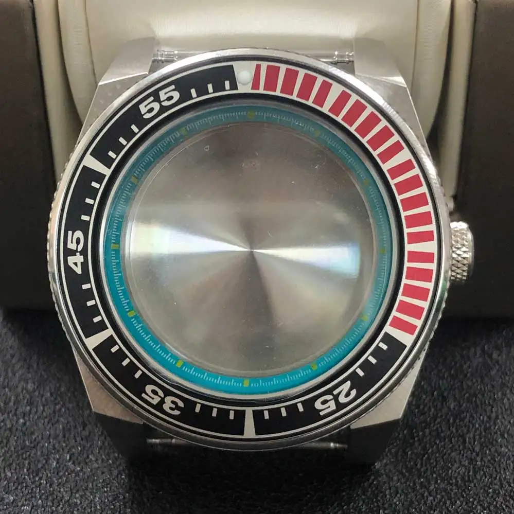 

Light Blue Inner Shadow 43mm Watch Case for NH35/NH36 Movement 316L Stainless Steel Aluminum Bezel Sapphire Glass Case