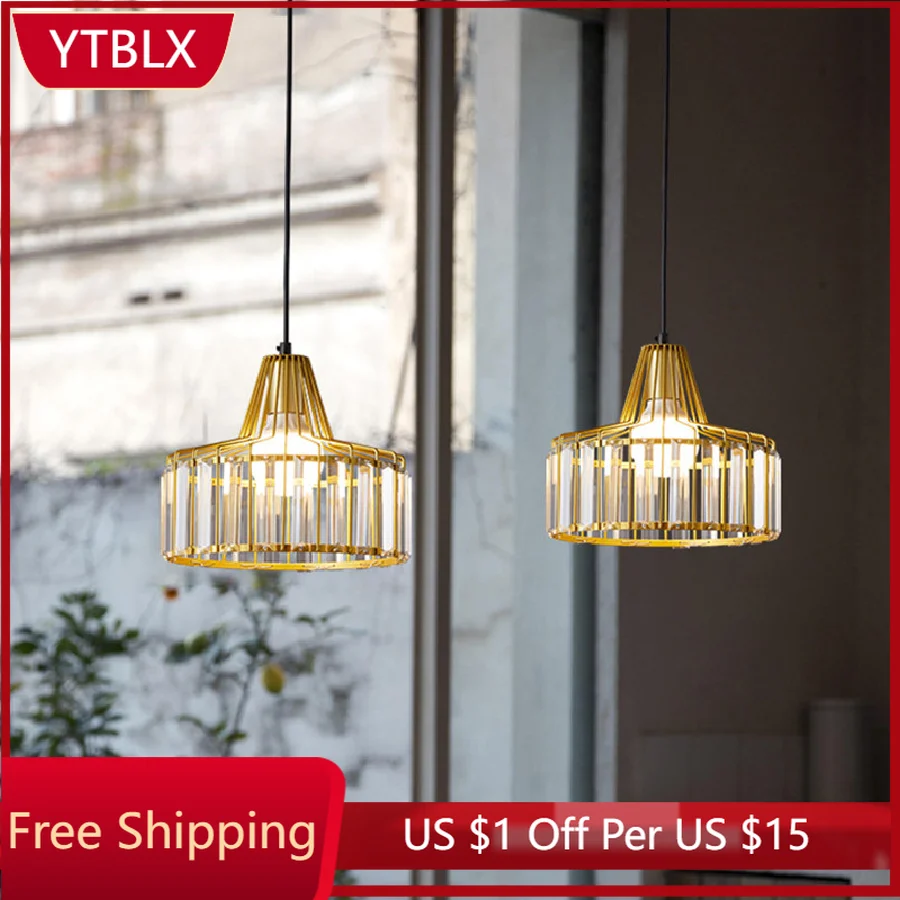 

Dining Room Chandelier Modern Minimalist Light Luxury Crystal Lamp Creative Dining Table Bar Lamp Golden Small Chandelier