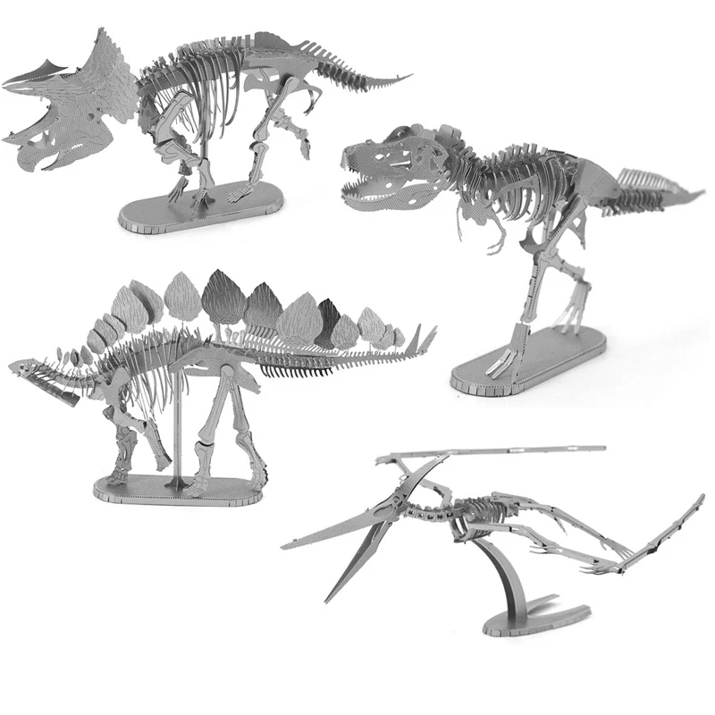 

Металлический 3D-пазл, динозавр, птеранодон, скелет, стегозавр, тираннозавр, Рекс, модель, наборы, подарок, головоломки, игрушки для детей