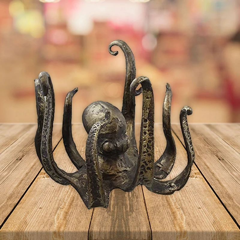 

Resin Octopus Sculpture Craft Cup Holder Fun Cast Cup Holder Jewelry Holder Retro Style Table Decoration Statue Shelf Organizer