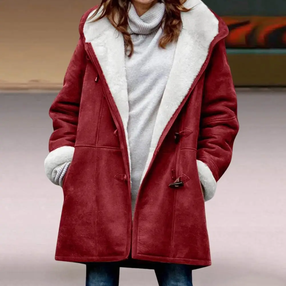 

Trendy Women Outerwear Medium Length Winter Windproof Hood Overcoat Female Women Coat for Daily Wear
