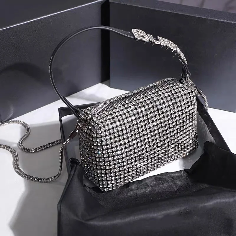 

2023 New Fashion Underarm Shoulder Full Rhinestone Diamond Messenger Chain Bag purse High quality luxury shopping bag