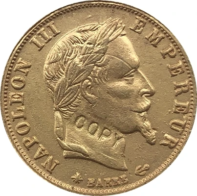 

1868 France 5 Francs - Napoleon III coins copy