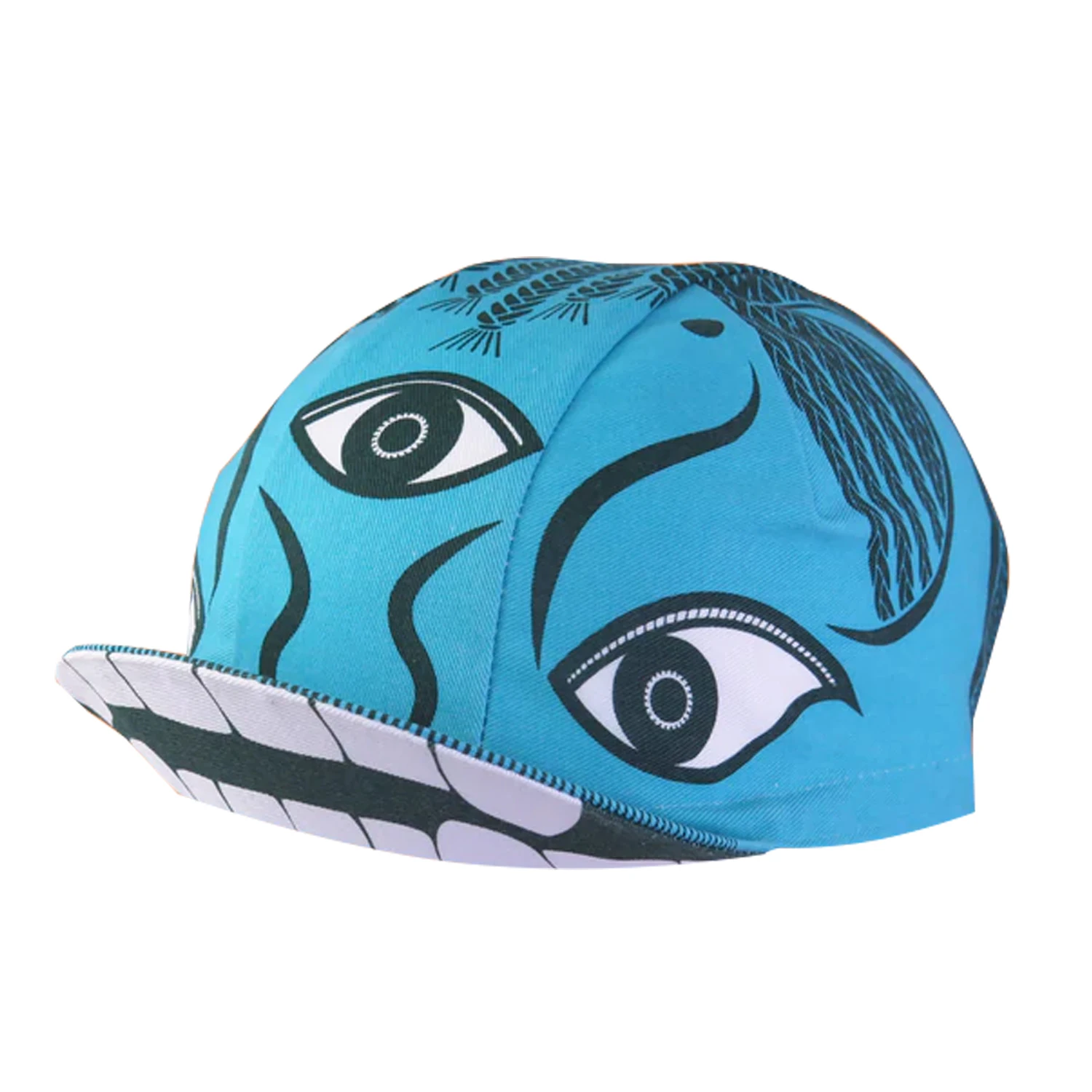 

SweetMatt Classic Retro Blue Three Eyes White Teeth Monster Fish Cartoon Polyester Cycling Caps Quick Dry Sweat Wicking Bike Hat