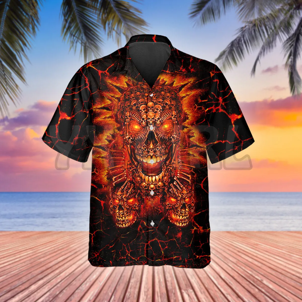 

Lava Skull Hell 3D All Over Printed Hawaiian Shirt Men's For Women's Harajuku Casual Shirt Unisex