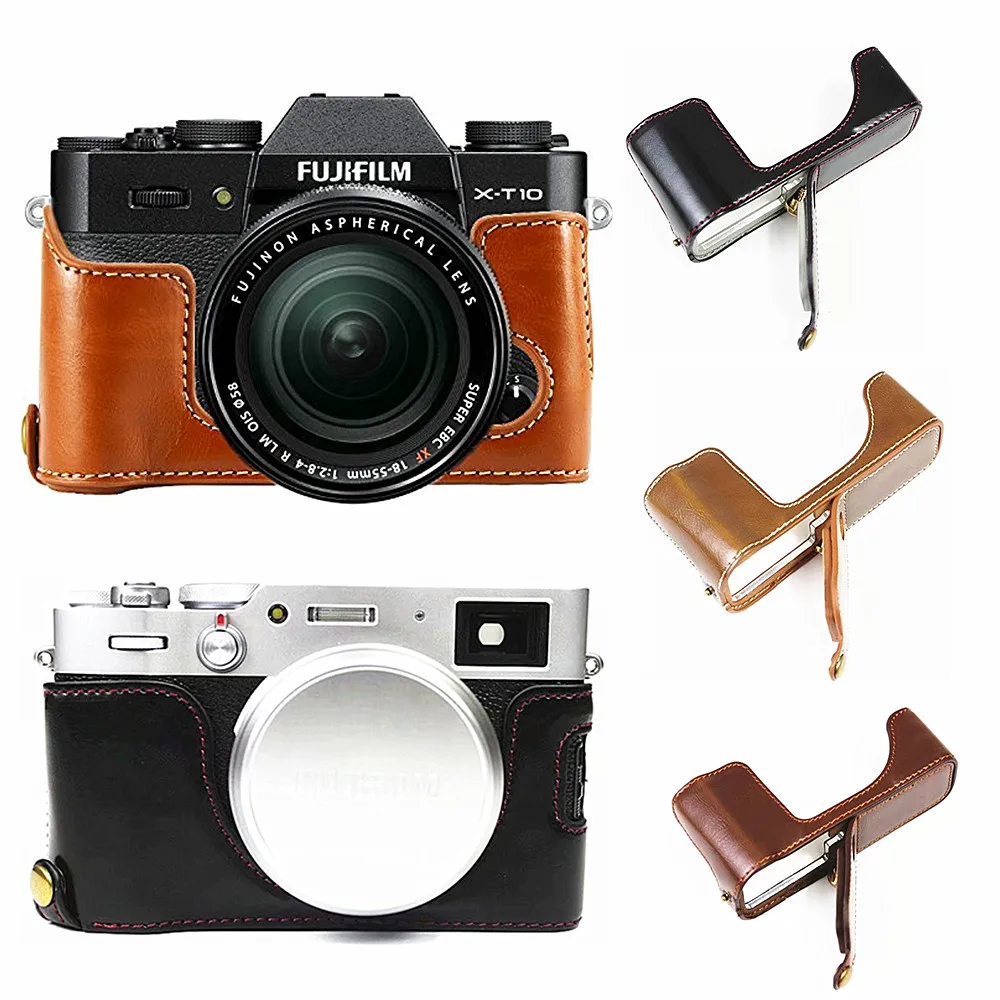 

Pu Leather Camera Bag Body Case For Fujifilm X-S10 X-E4 X100V XF10 X-T30 II X-T20 X-T4 X-A7 X-T200 X-T3 X-T2 XT4 XE4 XS10 XT30II