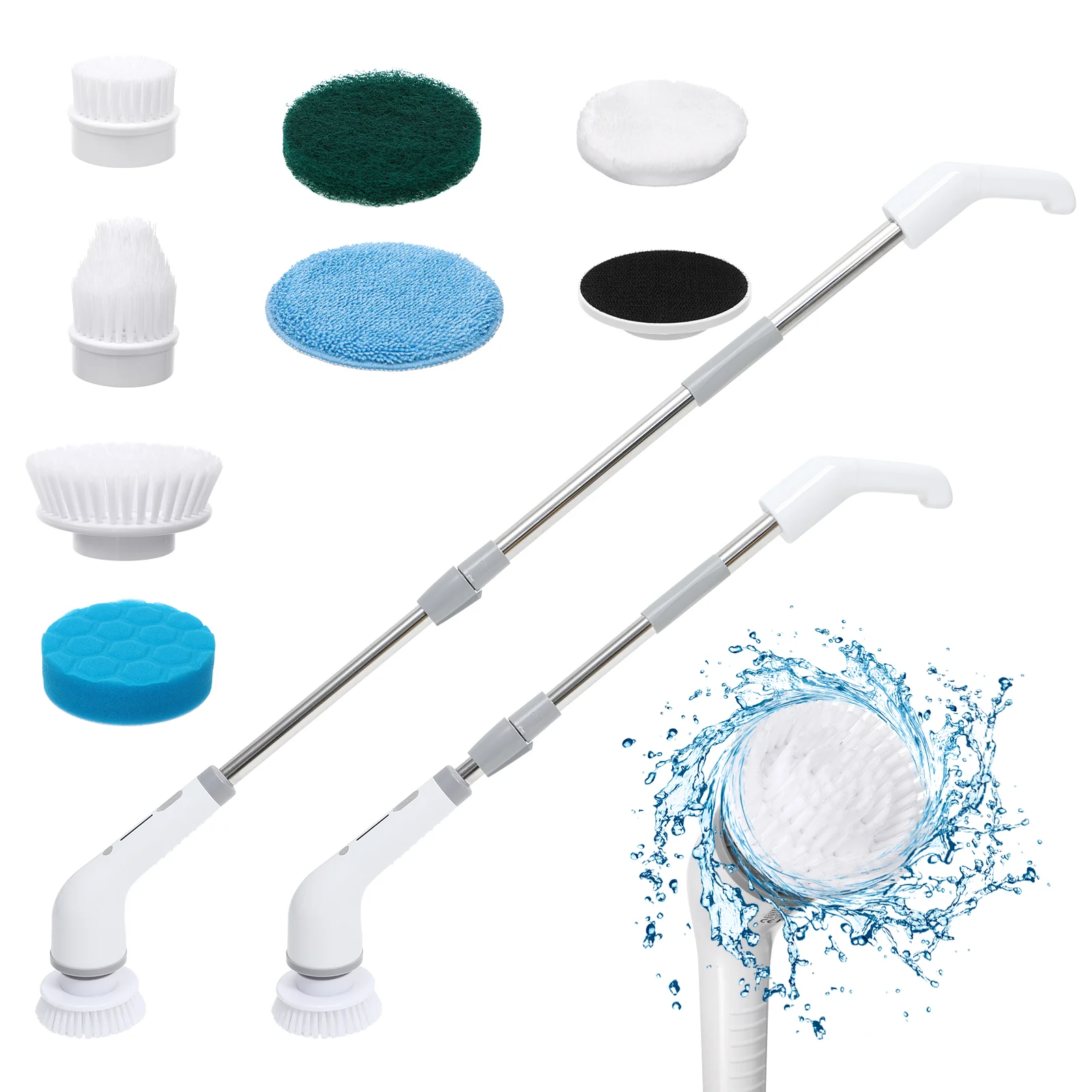 

8 In Cleaning Brush Extendable Power Scrubber Toilet Cleaner Electric For Bathroom Floor Mops Tile Floors Broom Shower Wireless