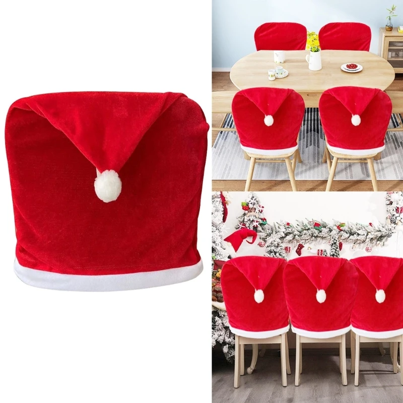 Cover Red Santa Hat Dining Back  Covers For 2023 New Year