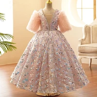 glitter sequin fluffy flower girl dress princess first communion dress little bride dress girl birthday dresses corset back