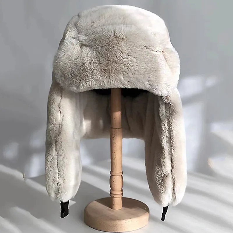 Женская зимняя плюшевая Русская Шапка утолщенные теплые наушники облегающая