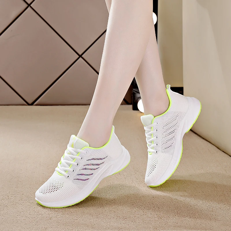 Sneaker Fashion Women's Running Shoes Light  Breathable Soft Lace Up Sneakers Women Knitted Sports Shoe  Zapatillas