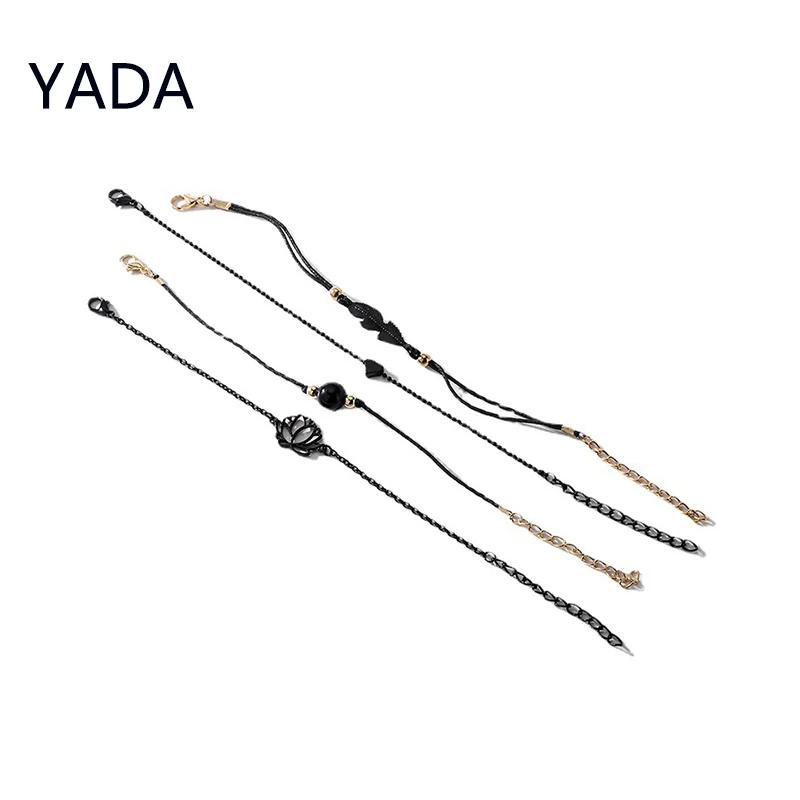 

YADA 2023 Black Color Lotus Rope Weave Bracelets Bangles For Women Handmade Bracelets Charm Friendship Jewelry Bracelet BT200375