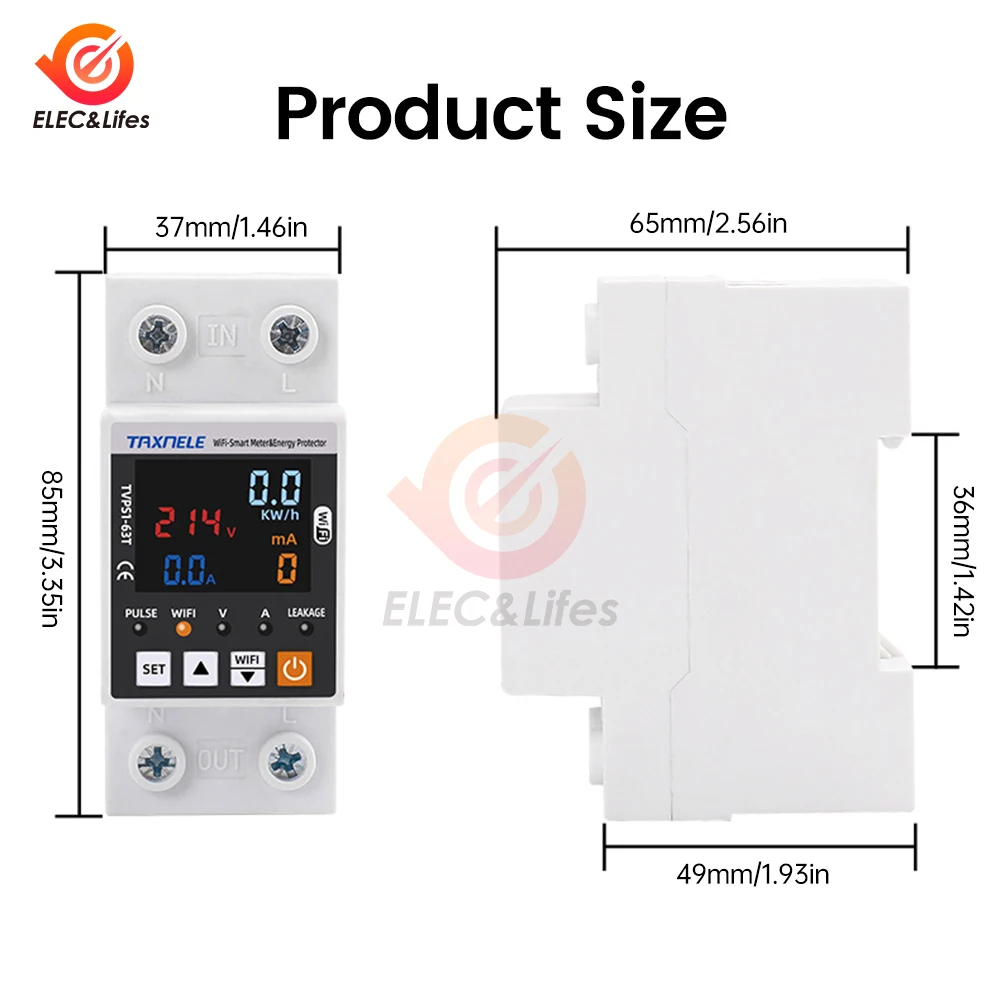 Смарт-выключатель Tuya 63A с поддержкой Wi-Fi и управлением через приложение
