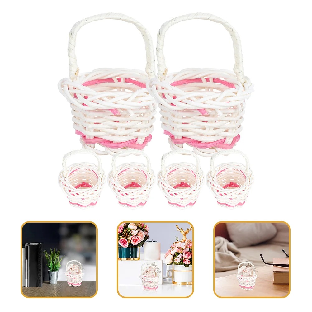 

Basket Baskets Mini Miniature Woven Furniture Rattan Picnic Props Tiny Storage Flower Toy Egg Handle Miniatures Kitchen Photo 12