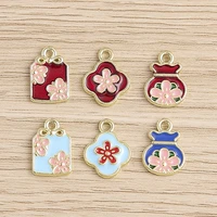 10pcs cute enamel flower bag charms pendants for jewelry making women fashion drop earrings necklaces diy keychains accessories