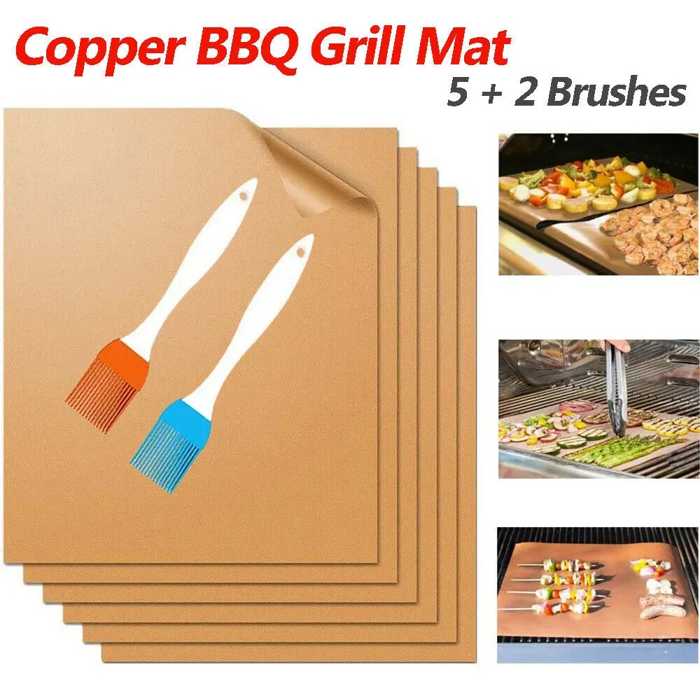 5 шт. медный коврик для барбекю и гриля инструменты уличный антипригарный выпечки