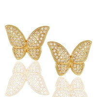 simple womens new jewelry copper micro set zircon butterfly earrings small fresh sweet earrings party holiday gift
