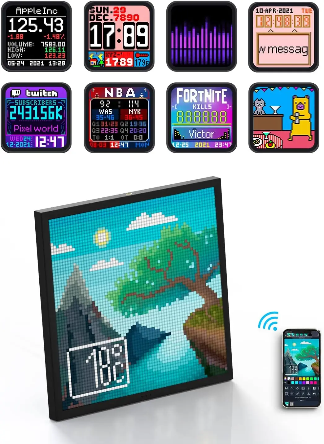 BOTAI Pixoo-64 — цифровая рамка WiFi Pixel Art с управлением через приложение и функцией