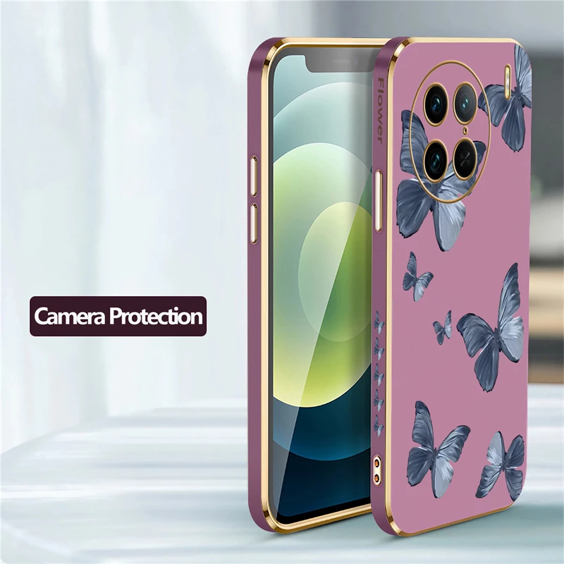 Бабочка для VIVO X90 X60 X70 X80 Pro Z1X Z3i Z5X S1 S7 S12 S15 S16E мягкий чехол с цветочным покрытием