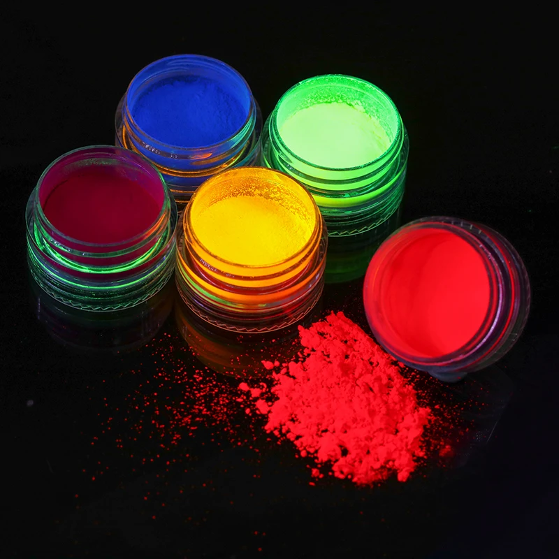 

6PCS Ultrafine Fluorescent Nail Powder Kit Neon Phosphor Colorful Nail Art Glitter Pigment 3D Glow Luminous Dust Decorations