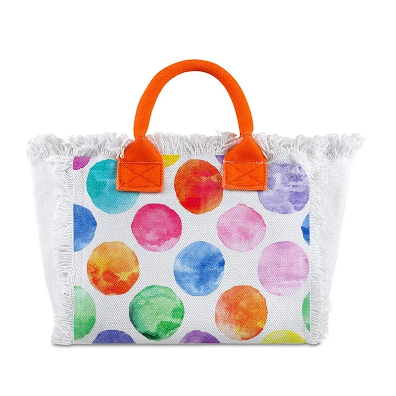 

Printed Women's HandBag Large Capacity Tassel Design Simple Weekend Travel Bag Bride Gift Summer Beach Bag Canvas Tote