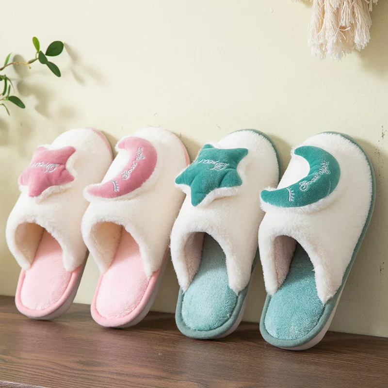 New Winter Anti-Skid Cotton Slippers Design Women Fluffy Funny Warm Plush Ladies' Slides Indoor Cartoon Floor Memory Foam Shoes