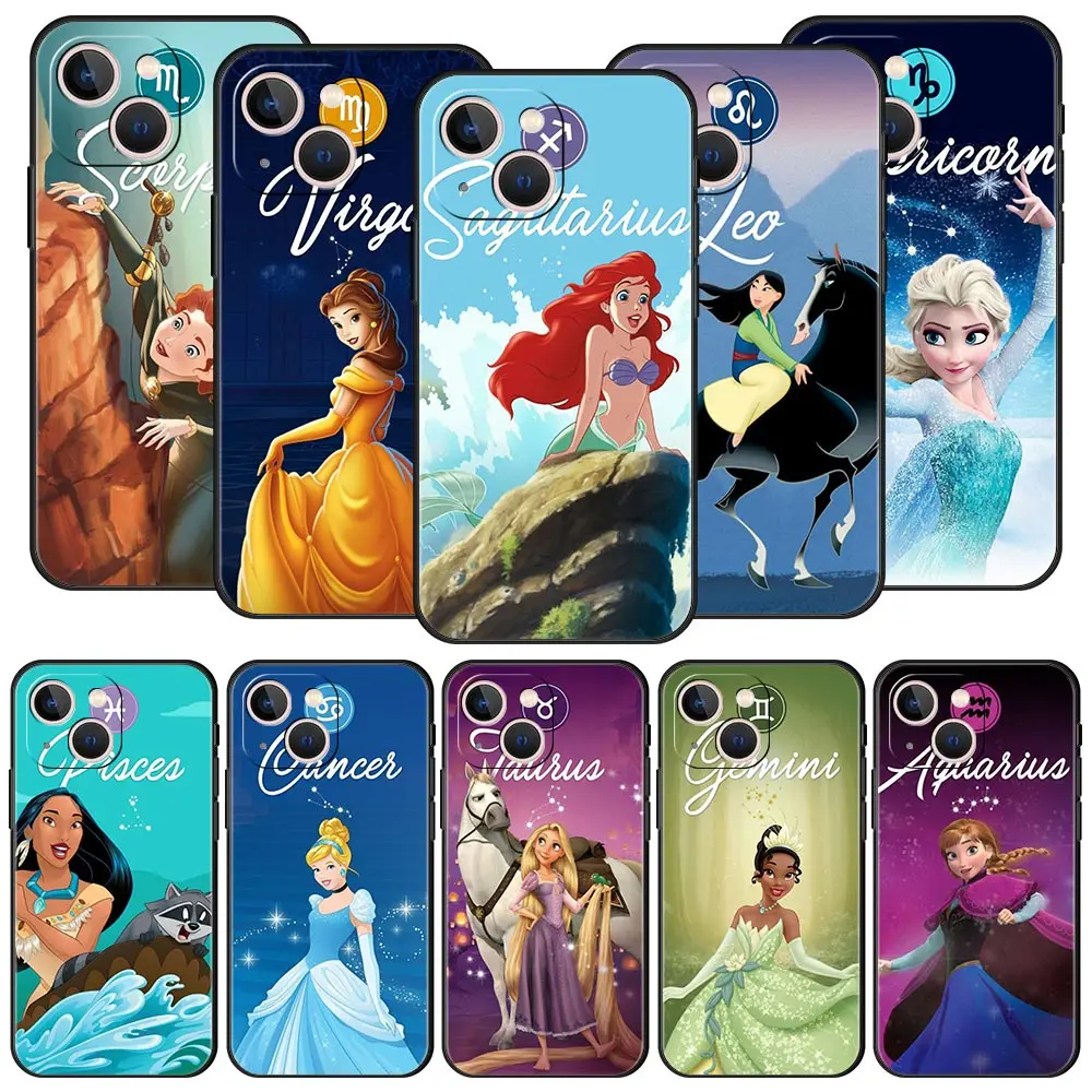 

Disney Elsa Princess Anime Luxury Phone Case For iPhone 13 Mmini 11 12 Pro Max 7 8 Plus SE 2020 X XR XS Soft Black Cover Fundas