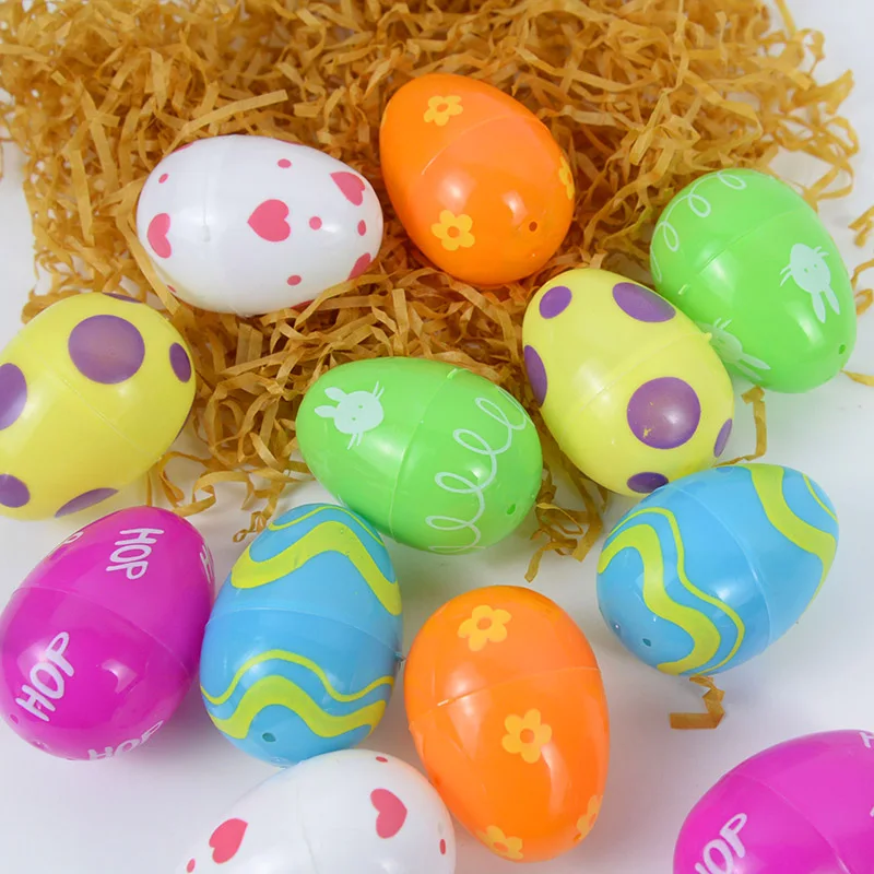 

12/24pcs Colourful Easter Egg Kid Printed Pastel Plastic Assorted Eggs Easter Party Children Child Educational Toys Kid Gifts