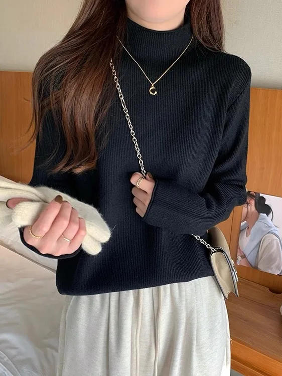 Корейская серия бархатный теплый утолщенный вязаный свитер с полувысоким