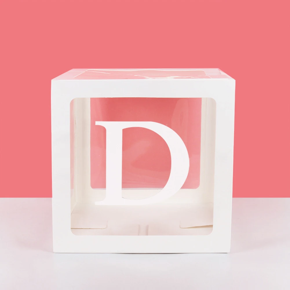 

Boy Girl With Letter Transparent Square DIY Balloon Box Photo Props Party Decor BALLOON PACKING BOX