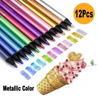 professional 12pcs metallic colored pencils black wood 3 0mm lead set for artist painting drawing school art sketch stationery