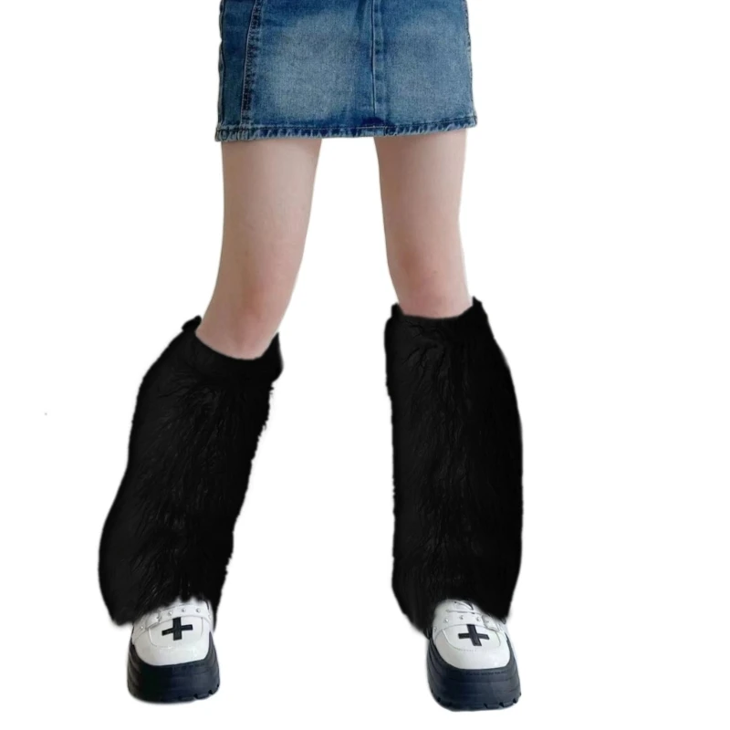 

Furry Leg Warmers for Women Solid 80s Party Dance Legwarmers Autumn Winter Long Boot Socks Plush-Long Boot Cuff Cover