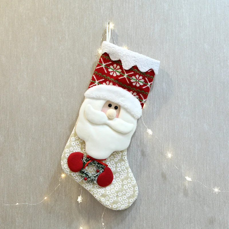 

Christmas Decorations Christmas Stockings White Snowman Santa Claus Fabric Socks Children Window Decoration