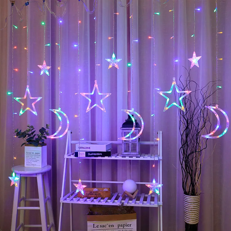 Curtain Light Collection LED Star Moon Christmas Snowflake Internet Celebrity Bedroom Room Decoration Festiva