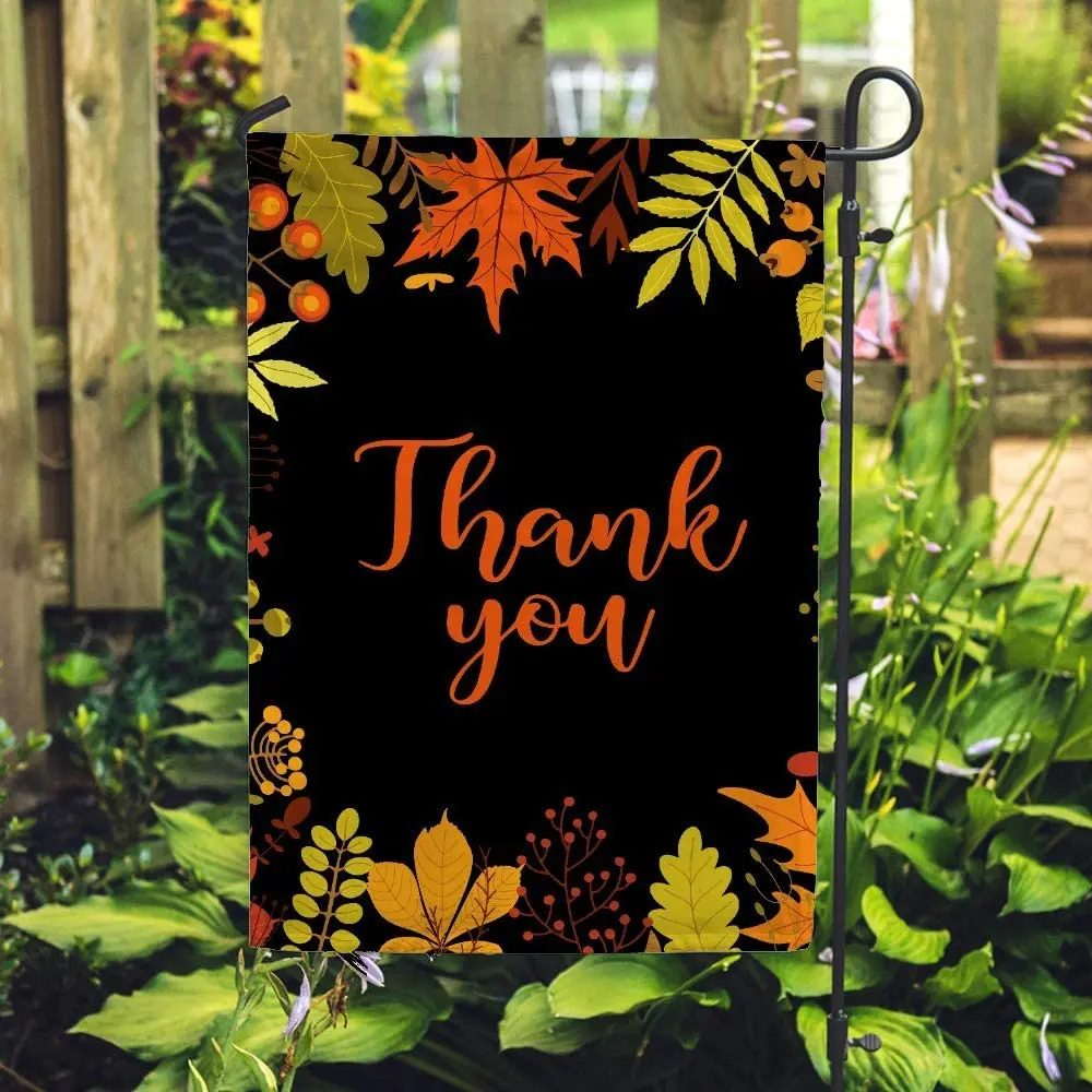 

Garden Flag Thanksgiving Day Autumn Fall Maple Leaves House Flags Home Yard Banner for Outside Flower Pot Double Side Print Bann