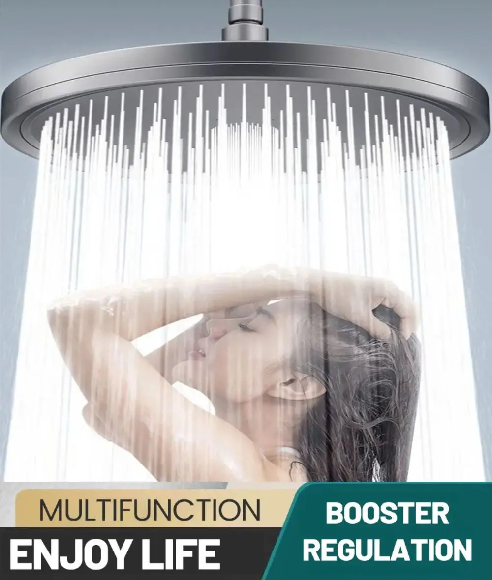 

NEW 6 Modes Rainfall Shower Head Bathroom High Pressure Top Rain Shower Head Shower Faucet Accessories Gun Grey/Black/Silver Set