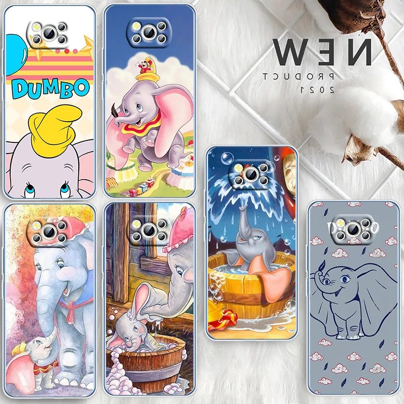 

Disney Cartoon Cute Dumbo For Xiaomi Civi Mi Poco X4 X3 NFC F3 GT M4 M3 M2 X2 F2 Pro C3 4G 5G Transparent Soft TPU Phone Case