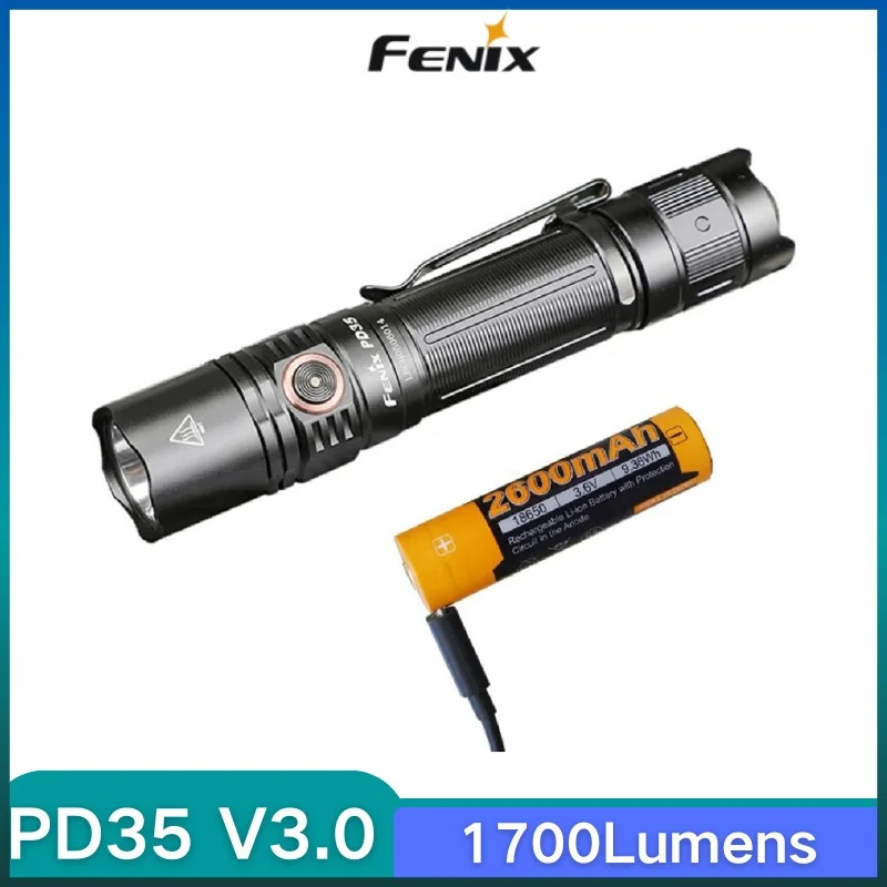 

Fenix PD35 V3.0 New Generation High-Performance Tactical Flashlight 1700Lumens Included Rechargeable 18650 2600mAh Battery