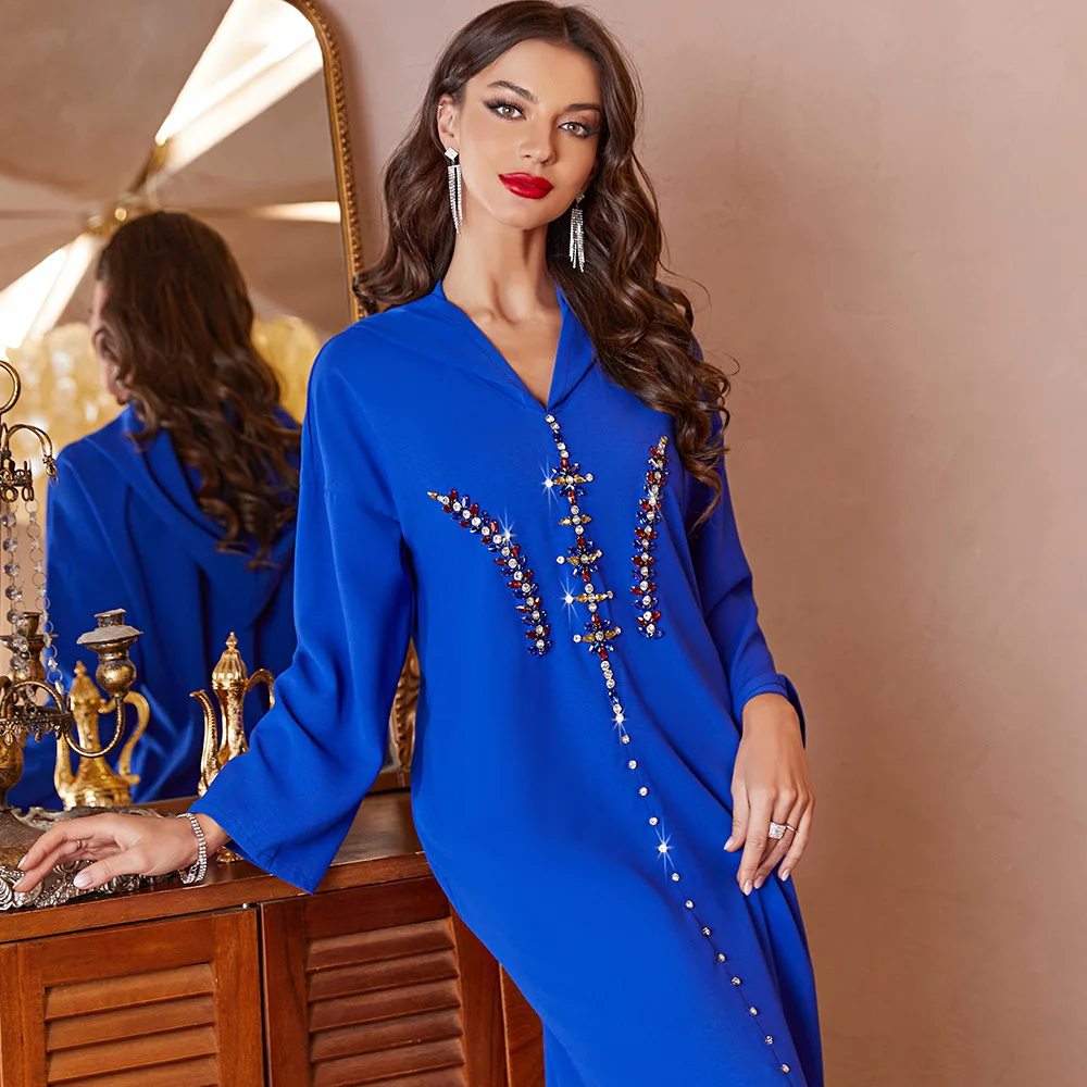 

Ramadan Eid Mubarak Abaya Diamond Silk Long Sexy Party Maxi Dress Arab KaftanTurkey Islam Muslim Robe Musulmane Longue Femme
