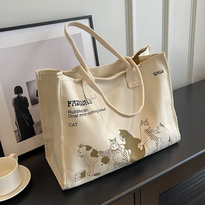 

CGCBAG 2023, модная Холщовая Сумка-тоут, повседневная Вместительная женская сумка через плечо, простые женские дизайнерские сумки, сумка-шоппер