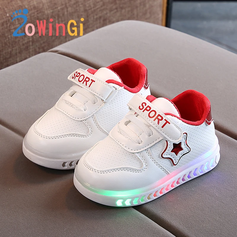 

Кроссовки светящиеся для мальчиков и девочек, повседневная Водонепроницаемая спортивная обувь, туфли с крышками, детская обувь, размер 21-30